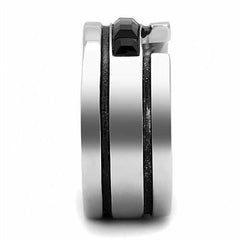 Jewellery Kingdom Mens 11mm Band Cz Jet Stainless Steel Square Thumb Wedding Ring (Black) - Jewelry Rings - British D'sire