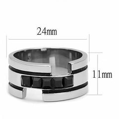 Jewellery Kingdom Mens 11mm Band Cz Jet Stainless Steel Square Thumb Wedding Ring (Black) - Jewelry Rings - British D'sire