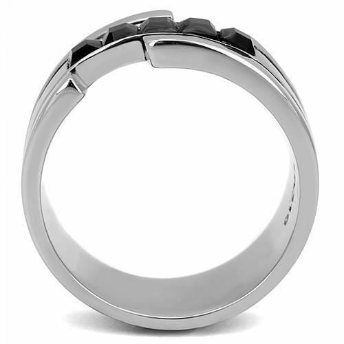 Jewellery Kingdom Mens 11mm Band Cz Jet Stainless Steel Square Thumb Wedding Ring (Black) - Jewelry Rings - British D'sire