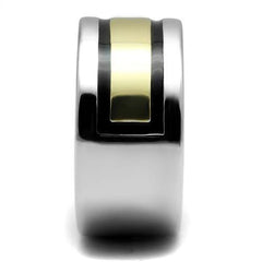 Jewellery Kingdom Mens 12mm Band Stainless Steel Onyx Wedding Thumb Signer Pinky Ring (Gold) - Jewelry Rings - British D'sire