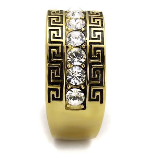 Jewellery Kingdom Mens 12mm Cz Greek Key Thumb Signet Pinky Steel Gold Ring - Jewelry Rings - British D'sire