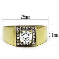 Jewellery Kingdom Mens 2 Carat Cz Signet Pinky Steel Solid Clear Ring (Gold) - Jewelry Rings - British D'sire