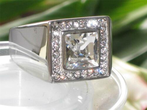 Jewellery Kingdom Mens 3 Carat Stainless Steel Cz Signet Square Silver Ring - Jewelry Rings - British D'sire