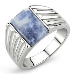 Jewellery Kingdom Mens Agate Capri Genuine Stone Signet Pinky Stainless Steel Ring (Blue) - Jewelry Rings - British D'sire