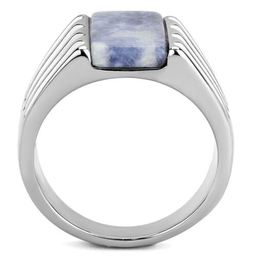 Jewellery Kingdom Mens Agate Capri Genuine Stone Signet Pinky Stainless Steel Ring (Blue) - Jewelry Rings - British D'sire