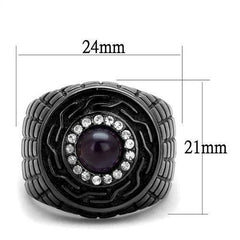 Jewellery Kingdom Mens Amethyst Signet Purple Semi Precious Stainless Steel Cubic Zirconia Ring (Black) - Jewelry Rings - British D'sire