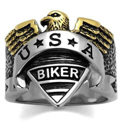 Jewellery Kingdom Mens Biker Eagle Handmade USA Ring (Gold) - Rings - British D'sire