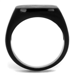 Jewellery Kingdom Mens Black Military Signet Pinky Stainless Steel Silver Masonic Ring - Jewelry Rings - British D'sire