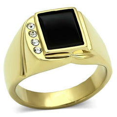 Jewellery Kingdom Mens Black Onyx Cz Signet Pinky Steel Classic Ring (Gold) - Jewelry Rings - British D'sire