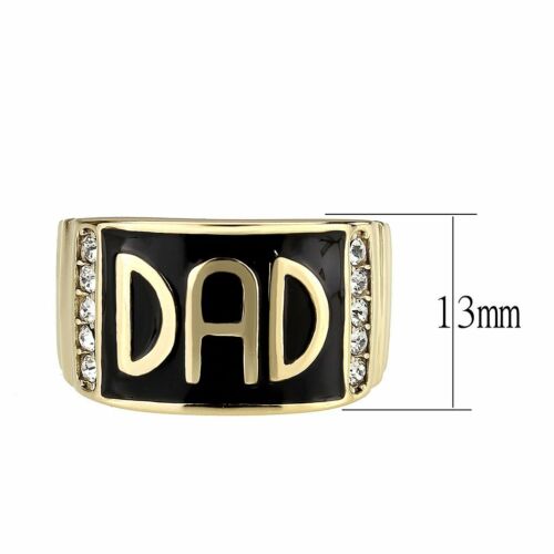 Jewellery Kingdom Mens Black Signet Pinky Dad Band Steel Cubic Zirconia Ring (Gold) - Jewelry Rings - British D'sire