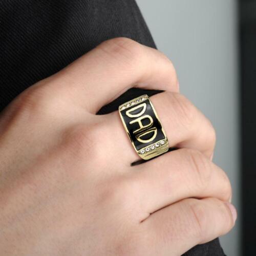 Jewellery Kingdom Mens Black Signet Pinky Dad Band Steel Cubic Zirconia Ring (Gold) - Jewelry Rings - British D'sire