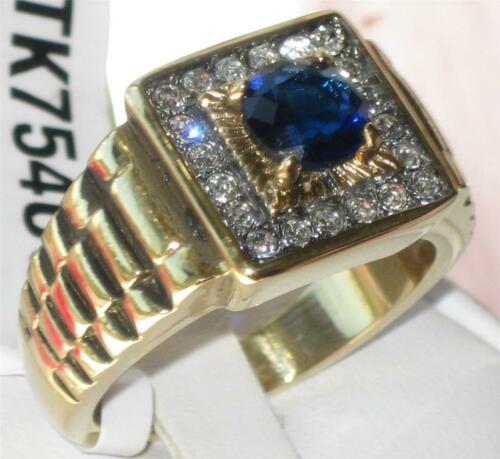 Jewellery Kingdom Mens Blue Sapphire Cubic Zirconia Signet Pinkey Ring (Gold) - Jewelry Rings - British D'sire