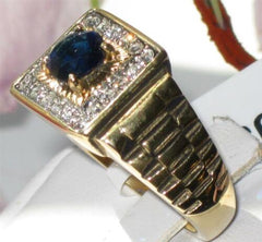 Jewellery Kingdom Mens Blue Sapphire Cubic Zirconia Signet Pinkey Ring (Gold) - Jewelry Rings - British D'sire