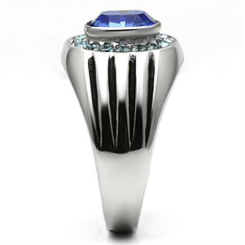 Jewellery Kingdom Mens Blue Sapphire Cz Pinky Signet Stainless Steel Oval New Silver Ring - Jewelry Rings - British D'sire