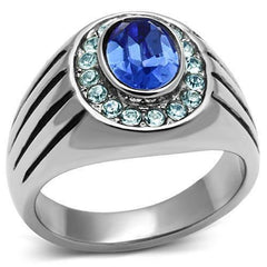 Jewellery Kingdom Mens Blue Sapphire Cz Pinky Signet Stainless Steel Oval New Silver Ring - Jewelry Rings - British D'sire