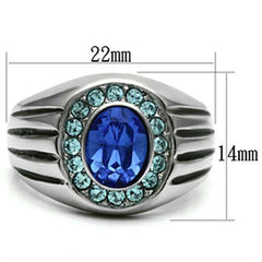 Jewellery Kingdom Mens Blue Sapphire Cz Pinky Signet Stainless Steel Oval New Silver Ring - Jewelry Rings - British D'sire