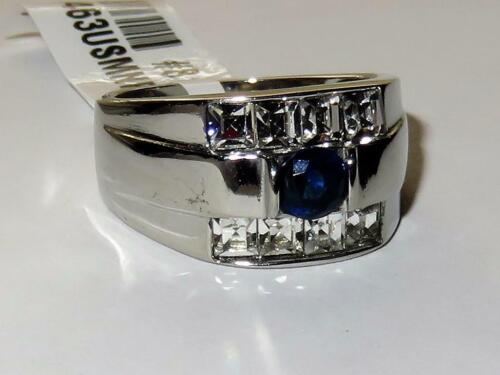 Jewellery Kingdom Mens Blue Sapphire Cz Stainless Steel Signet Pinky Highly Polished Ring - Jewelry Rings - British D'sire