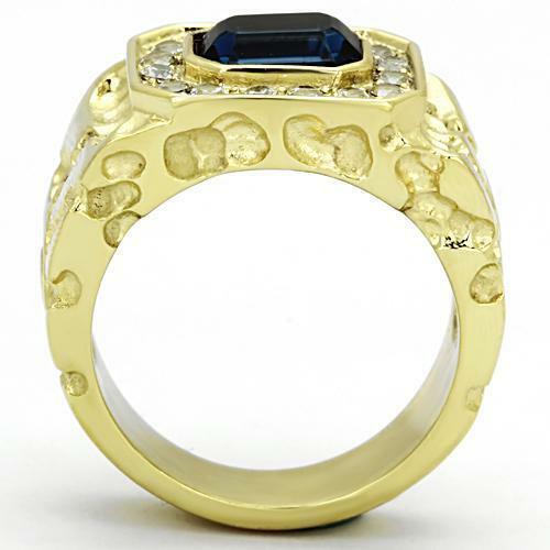 Jewellery Kingdom Mens Blue Sapphire Nugget Signet Pinky Ring (Gold) - Jewelry Rings - British D'sire