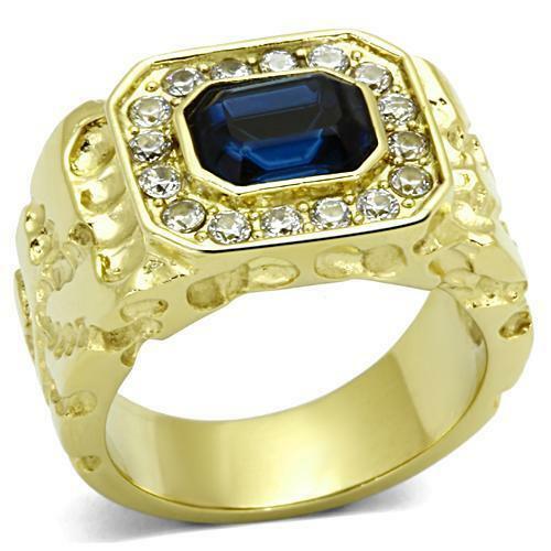 Jewellery Kingdom Mens Blue Sapphire Nugget Signet Pinky Ring (Gold) - Jewelry Rings - British D'sire