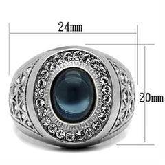 Jewellery Kingdom Mens Blue Sapphire Signet Pinky Cz Stainless Steel Oval Ring - Jewelry Rings - British D'sire
