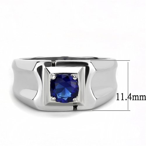 Jewellery Kingdom Mens Blue Sapphire Stainless Steel Solitaire Signet Pinky Ring - Jewelry Rings - British D'sire