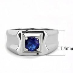 Jewellery Kingdom Mens Blue Sapphire Stainless Steel Solitaire Signet Pinky Ring - Jewelry Rings - British D'sire