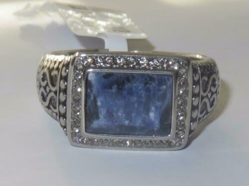 Jewellery Kingdom Mens Blue Signet Semi Precious Capri Gemstone Cz Stainless Steel Ring - Jewelry Rings - British D'sire