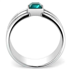 Jewellery Kingdom Mens Blue Zircon Band Thumb Stainless Steel Solitaire Signet Pinky Ring - Jewelry Rings - British D'sire