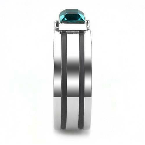 Jewellery Kingdom Mens Blue Zircon Band Thumb Stainless Steel Solitaire Signet Pinky Ring - Jewelry Rings - British D'sire