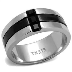 Jewellery Kingdom Mens Cross Band 8.9mm Signet Pinky Thumb Square Stainless Steel Ring (Black) - Jewelry Rings - British D'sire