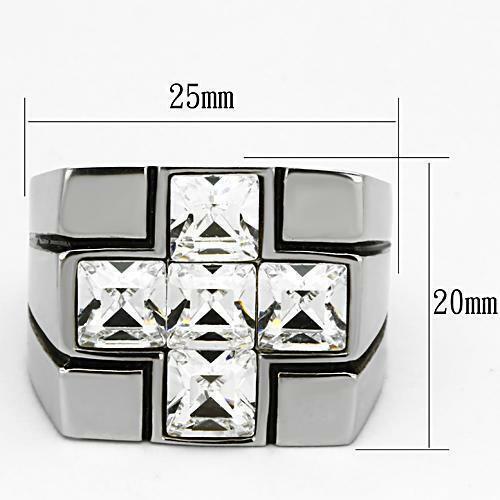 Jewellery Kingdom Mens Cross Bling Signet Pinky Chunky Stainless Steel Ring (Silver) - Jewelry Rings - British D'sire