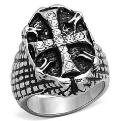 Jewellery Kingdom Mens Cross Cz Stainless Steel Signet Pinky Solid Biker Gothic Ring - Jewelry Rings - British D'sire