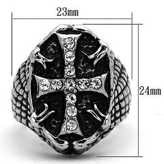 Jewellery Kingdom Mens Cross Cz Stainless Steel Signet Pinky Solid Biker Gothic Ring - Jewelry Rings - British D'sire