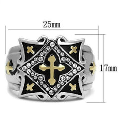 Jewellery Kingdom Mens Cross Signet Pinky Cz Stainless Steel Cubic Zirconia Gold Ring - Jewelry Rings - British D'sire