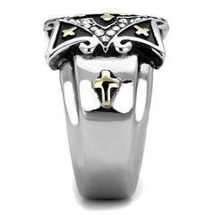 Jewellery Kingdom Mens Cross Signet Pinky Cz Stainless Steel Cubic Zirconia Gold Ring - Jewelry Rings - British D'sire