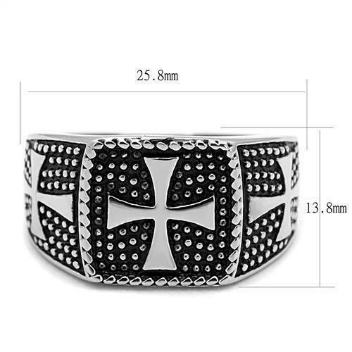 Jewellery Kingdom Mens Cross Stainless Steel No Stone Studded Biker Stamped Ring (Silver) - Jewelry Rings - British D'sire