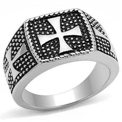 Jewellery Kingdom Mens Cross Stainless Steel No Stone Studded Biker Stamped Ring (Silver) - Jewelry Rings - British D'sire