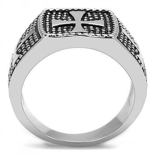 Jewellery Kingdom Mens Cross Stainless Steel No Stone Studded Biker Stamped Ring (Silver) - Jewelry Rings - British D'sire