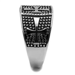 Jewellery Kingdom Mens Cross Stainless Steel No Stone Studded Biker Stamped Ring (Silver) - Jewelry Rings - British D'sire