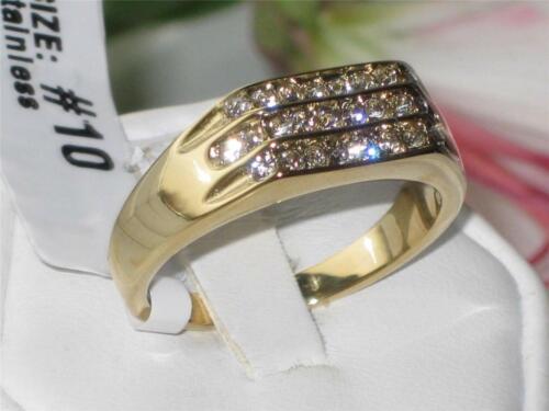 Jewellery Kingdom Mens Cubic Zirconia Pinky Signet Steel Ring (Gold) - Jewelry Rings - British D'sire