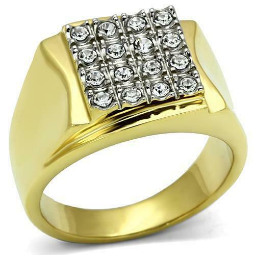 Jewellery Kingdom Mens Cubic Zirconia Realistic Pinky Signet Mans All Sizes Steel 18k Ring (Gold) - Jewelry Rings - British D'sire