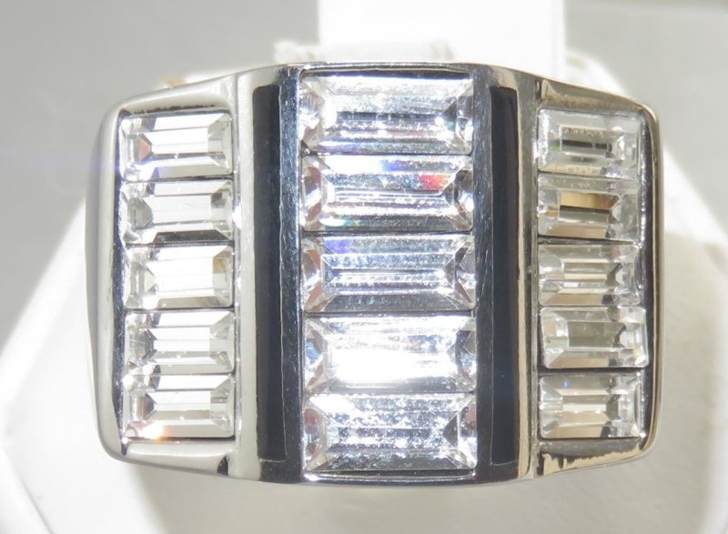 Jewellery Kingdom Mens Cz Signet Emerald Cut Stainless Steel Super Sparkling Ring (Silver) - Jewelry Rings - British D'sire