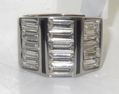 Jewellery Kingdom Mens Cz Signet Emerald Cut Stainless Steel Super Sparkling Ring (Silver) - Jewelry Rings - British D'sire