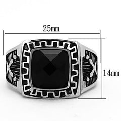 Jewellery Kingdom Mens Cz Signet Pinky Jet Stainless Steel Greek Key 4ct Mans Ring (Black) - Jewelry Rings - British D'sire