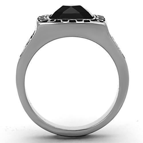 Jewellery Kingdom Mens Cz Signet Pinky Jet Stainless Steel Greek Key 4ct Mans Ring (Black) - Jewelry Rings - British D'sire