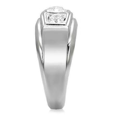 Jewellery Kingdom Mens Cz Signet Pinky Stainless Steel Three Stone All Sizes Ring (Silver) - Jewelry Rings - British D'sire