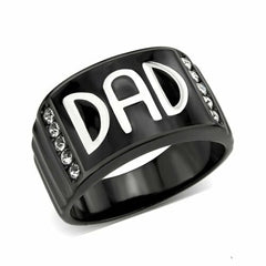 Jewellery Kingdom Mens Dad Cubic Zirconia Signet Pinky Band Stainless Steel Ring (Black) - Jewelry Rings - British D'sire