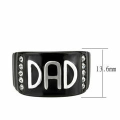 Jewellery Kingdom Mens Dad Cubic Zirconia Signet Pinky Band Stainless Steel Ring (Black) - Jewelry Rings - British D'sire