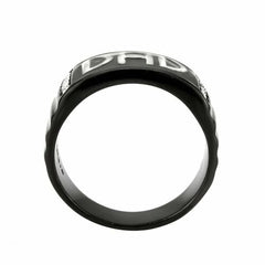 Jewellery Kingdom Mens Dad Cubic Zirconia Signet Pinky Band Stainless Steel Ring (Black) - Jewelry Rings - British D'sire