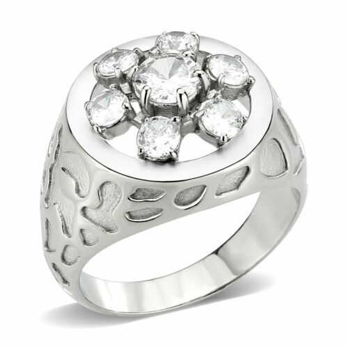 Jewellery Kingdom Mens Derby Pinky Signet Stainless Steel Cubic Zirconia Ring (Silver) - Jewelry Rings - British D'sire